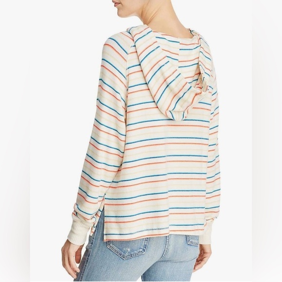 LNA Womens Brushed Carly Hoodie Multi Rainbow Stripe Size Medium - Picture 2 of 7